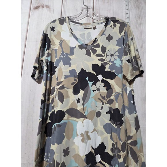 Logo Lori Goldstein Dress Womens Small Floral Ruffle Hem Pockets Short Sleeve - Picture 2 of 7